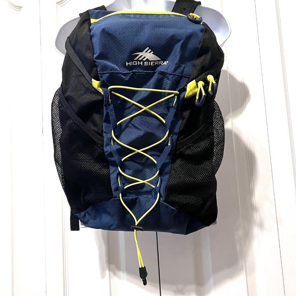 High Sierra Back Pack-Navy Blue/Black-Unisex-Lightweight-Mesh-Adjustable Straps - Picture 2 of 16